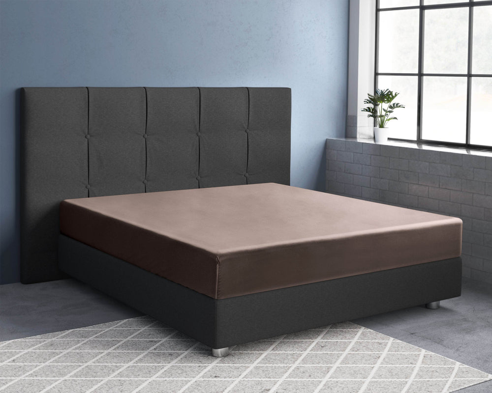 Satin Spannbettlaken Taupe 90 x 220 cm