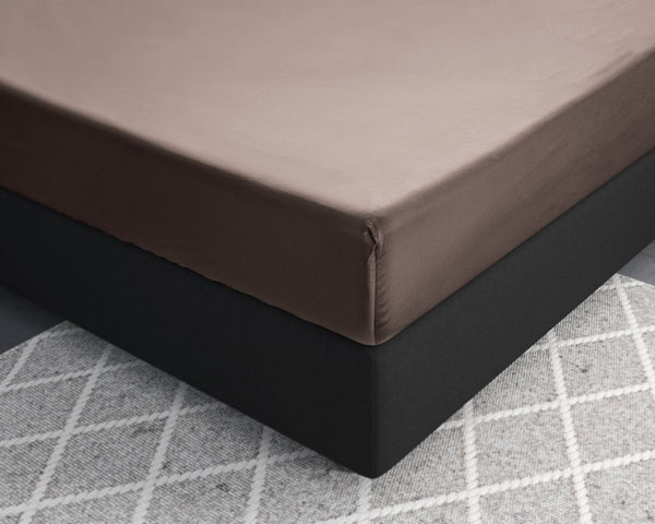 Satin Spannbettlaken Taupe 140 x 200 cm