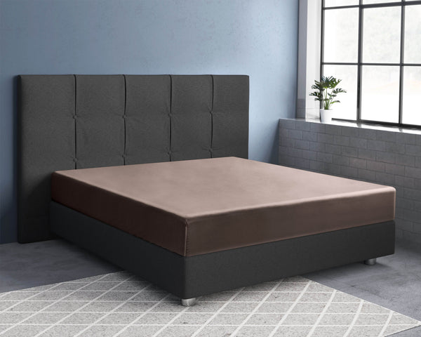 Satin Spannbettlaken Taupe 140 x 200 cm