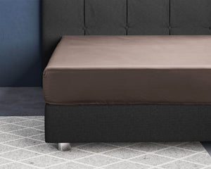 Satin Spannbettlaken Taupe 200 x 220 cm
