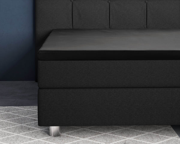 Topper Satin Spannbettlaken Schwarz 140 x 200 cm