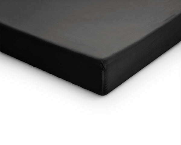 Topper Satin Spannbettlaken Schwarz 140 x 200 cm