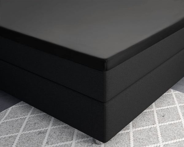 Topper Satin Spannbettlaken Schwarz 160 x 220 cm