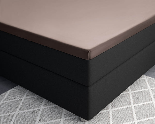 Topper Satin Spannbettlaken Taupe 140 x 200 cm