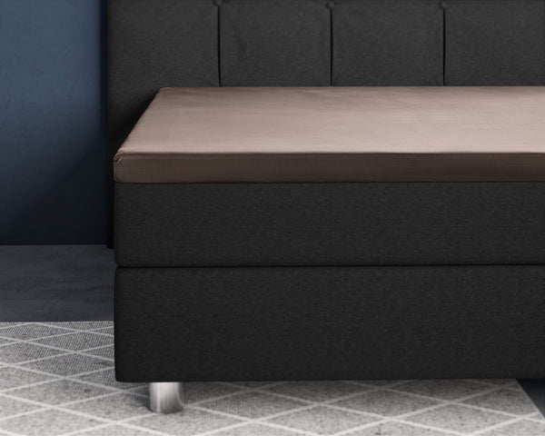 Topper Satin Spannbettlaken Taupe 180 x 200 cm