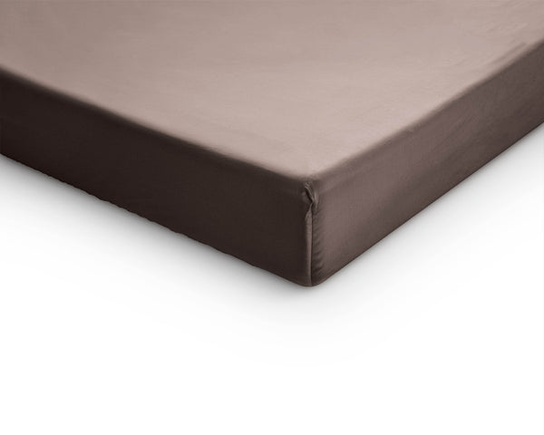 Topper Satin Spannbettlaken Taupe 180 x 200 cm