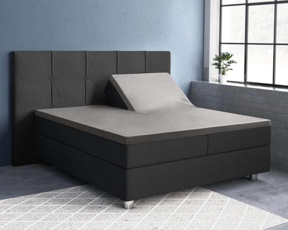 Split-Topper Satin Spannbettlaken Grau 160 x 200 cm