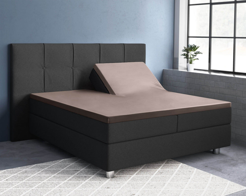 Split-Topper Satin Spannbettlaken Taupe 180 x 200 cm