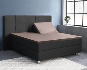 Split-Topper Satin Spannbettlaken Taupe 180 x 200 cm