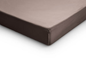Split-Topper Satin Spannbettlaken Taupe 180 x 220 cm