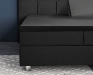 Split-Topper Satin Spannbettlaken Schwarz 180 x 220 cm