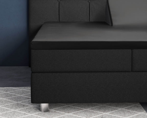 Split-Topper Satin Spannbettlaken Schwarz 180 x 220 cm