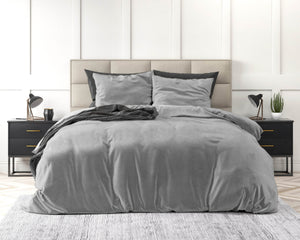 Bettbezug Samt Uni Grau 140 x 220 cm