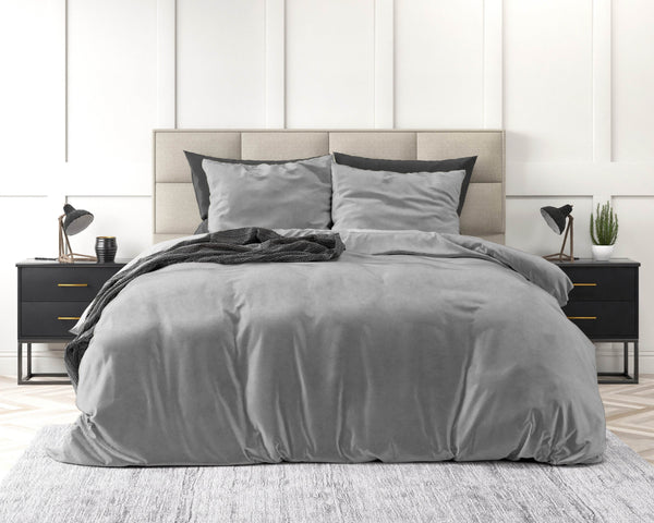 Bettbezug Samt Uni Grau 140 x 220 cm