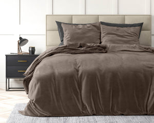 Bettbezug Samt Uni Taupe 140 x 220 cm