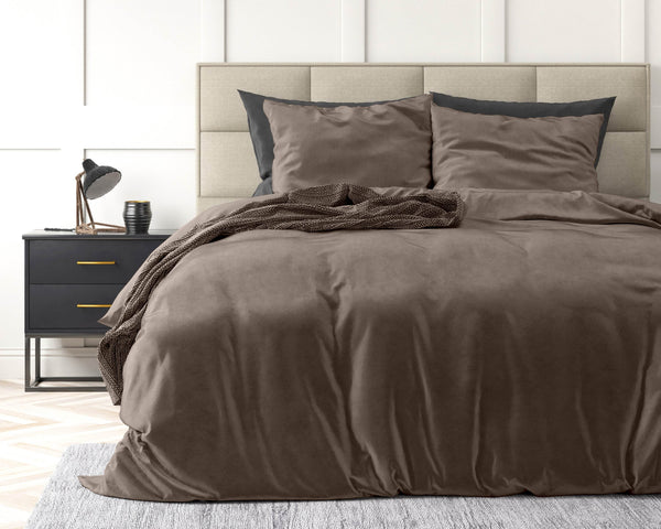 Bettbezug Samt Uni Taupe 240 x 220 cm