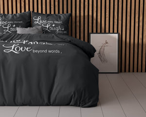 Bettbezug Live, laugh and love Anthrazit 140 x 220 cm