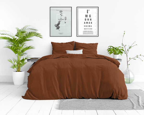 Bettbezug Stone washed Brown 140 x 220 cm