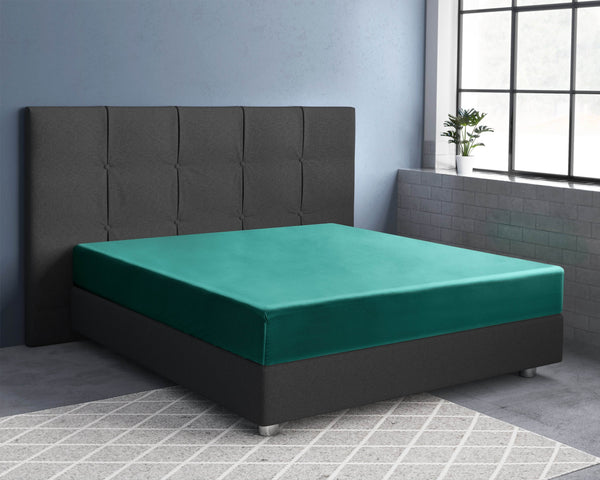 Satin Spannbettlaken Dunkelgrün 200 x 220 cm