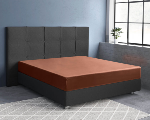 Satin Spannbettlaken Braun 160 x 200 cm