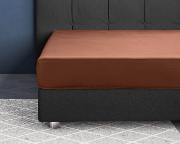 Satin Spannbettlaken Braun 160 x 200 cm