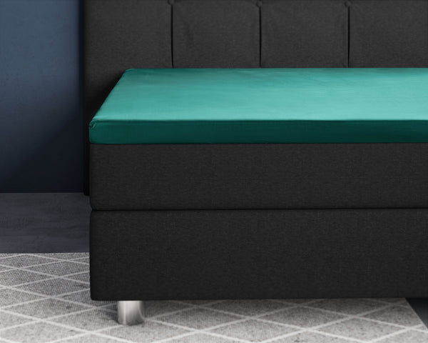 Topper Satin Spannbettlaken Dunkelgrün 160 x 200 cm
