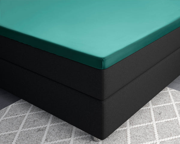 Topper Satin Spannbettlaken Dunkelgrün 160 x 200 cm
