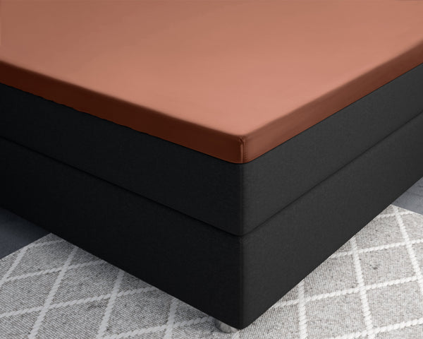 Topper Satin Spannbettlaken Braun 160 x 200 cm