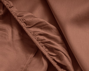 Topper Satin Spannbettlaken Braun 160 x 200 cm