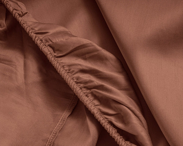 Topper Satin Spannbettlaken Braun 160 x 220 cm