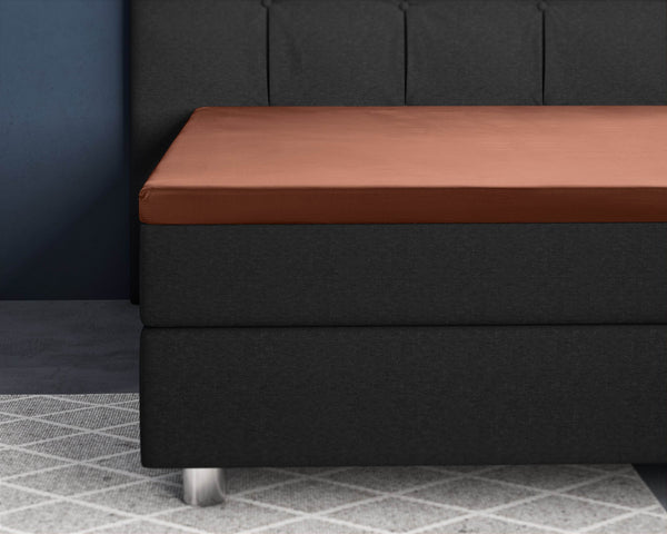 Topper Satin Spannbettlaken Braun 180 x 200 cm