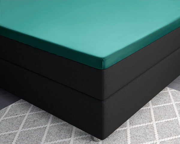 Split-Topper Satin Spannbettlaken Dunkelgrün 180 x 200 cm