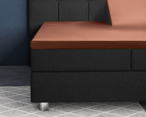 Split-Topper Satin Spannbettlaken Braun 180 x 200 cm