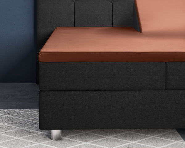 Split-Topper Satin Spannbettlaken Braun 180 x 220 cm