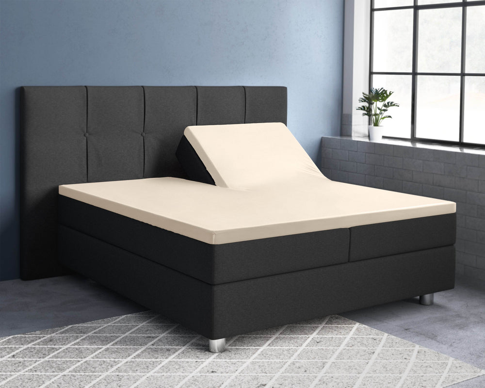 Split-Topper Satin Spannbettlaken Sand 180 x 200 cm