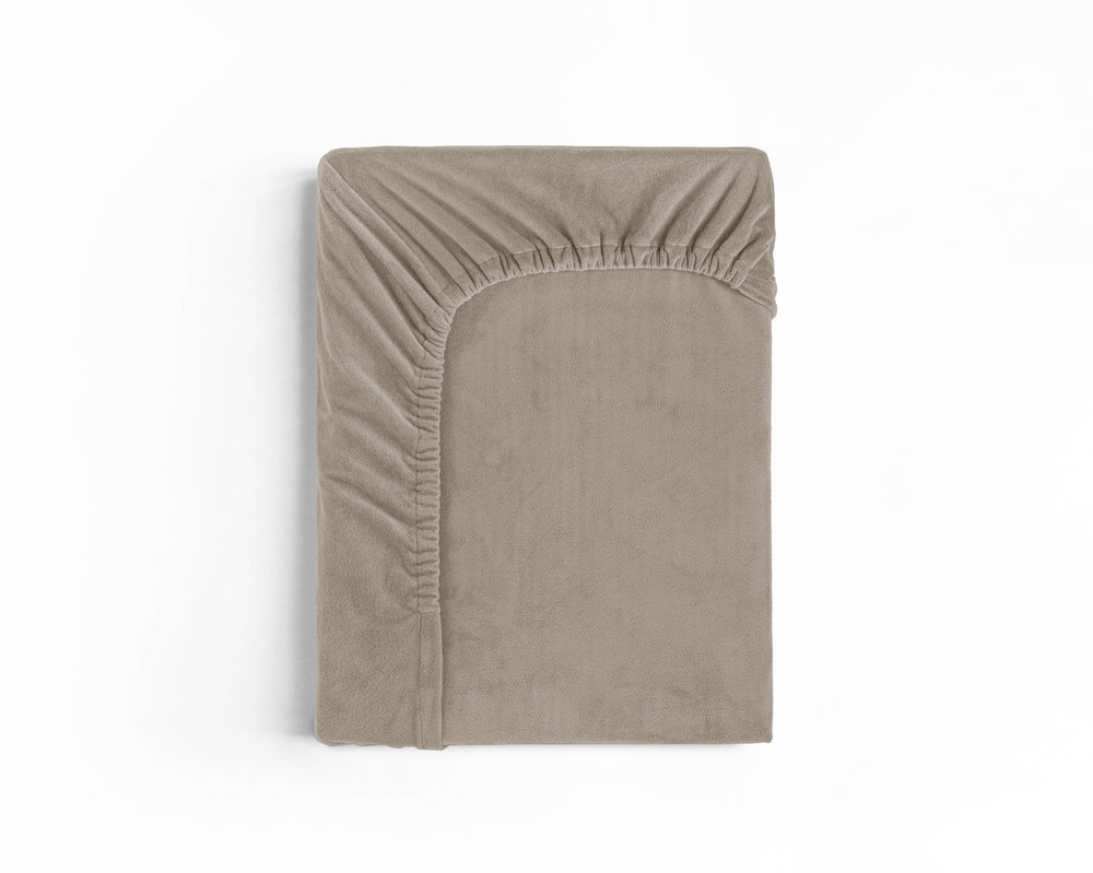Samt Spannbettlaken Taupe 180 x 200 cm