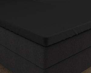 Doppelt Jersey 220 gr. Topper Spannbettlaken Schwarz 190/200 x 220/230 cm