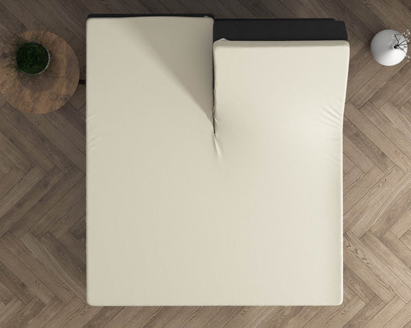 Doppelt Jersey 220 gr. Splittopper Spannbettlaken Creme 160 x 200/220 cm