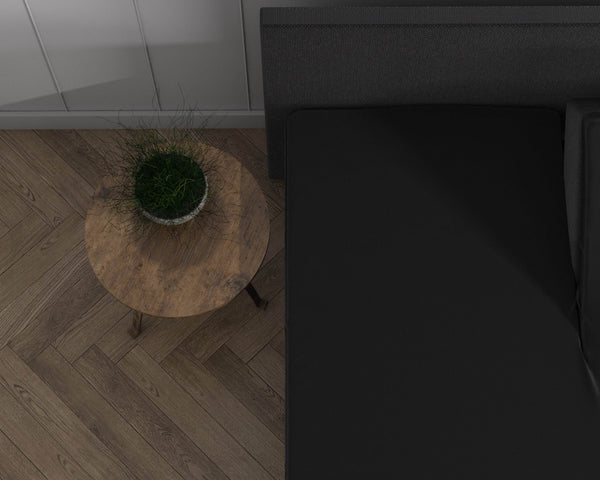Doppelt Jersey 220 gr. Splittopper Spannbettlaken Schwarz 160 x 200/220 cm