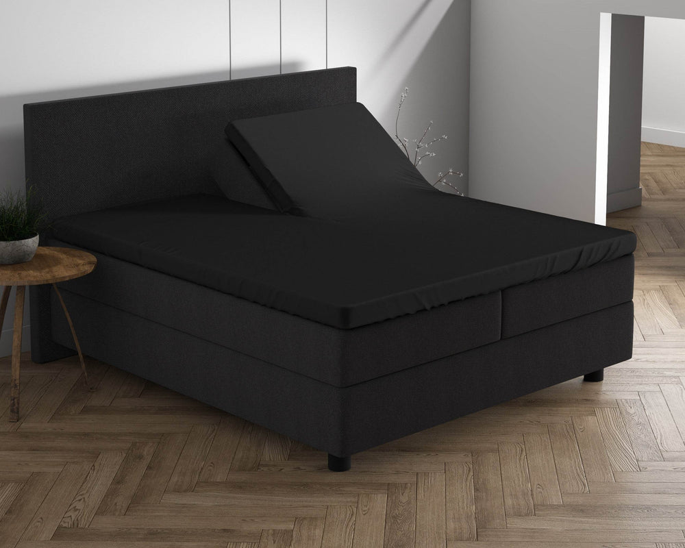 Doppelt Jersey 220 gr. Splittopper Spannbettlaken Schwarz 180 x 200/220 cm