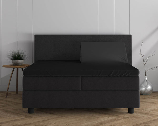 Doppelt Jersey 220 gr. Splittopper Spannbettlaken Schwarz 180 x 200/220 cm