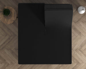 Doppelt Jersey 220 gr. Splittopper Spannbettlaken Schwarz 180 x 200/220 cm