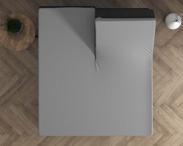 Doppelt Jersey 220 gr. Splittopper Spannbettlaken Grau 180 x 200/220 cm