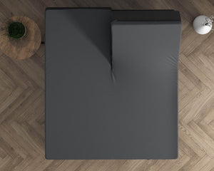 Doppelt Jersey 220 gr. Splittopper Spannbettlaken Anthrazit 180 x 200/220 cm