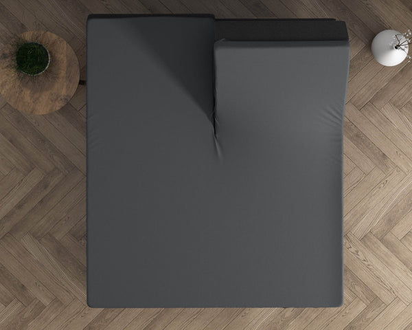 Doppelt Jersey 220 gr. Splittopper Spannbettlaken Anthrazit 180 x 200/220 cm