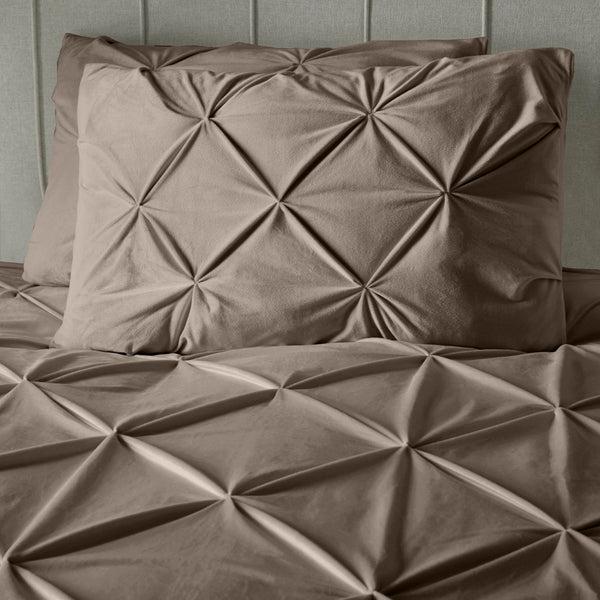 Bettbezug Samt Pintuck Taupe 140 x 200/220 cm