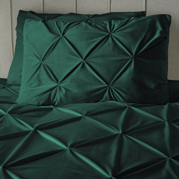 Bettbezug Samt Pintuck Grün 240 x 200/220 cm
