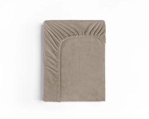 Samt-Spannbettlaken Taupe/Grau