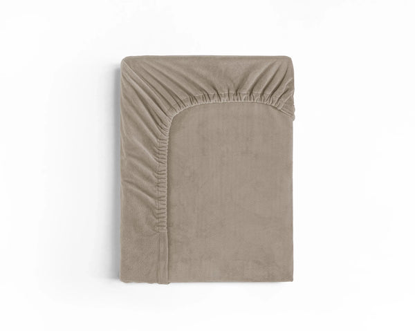 Samt-Spannbettlaken Taupe/Grau