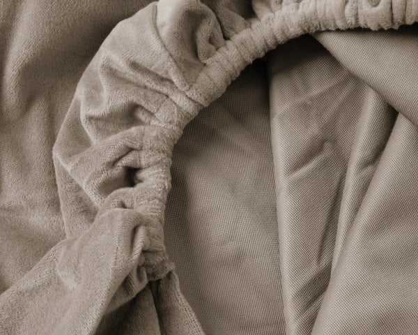 Samt-Spannbettlaken Taupe/Grau
